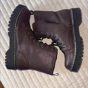 Sincerely Jules Brown Leather Combat Boots